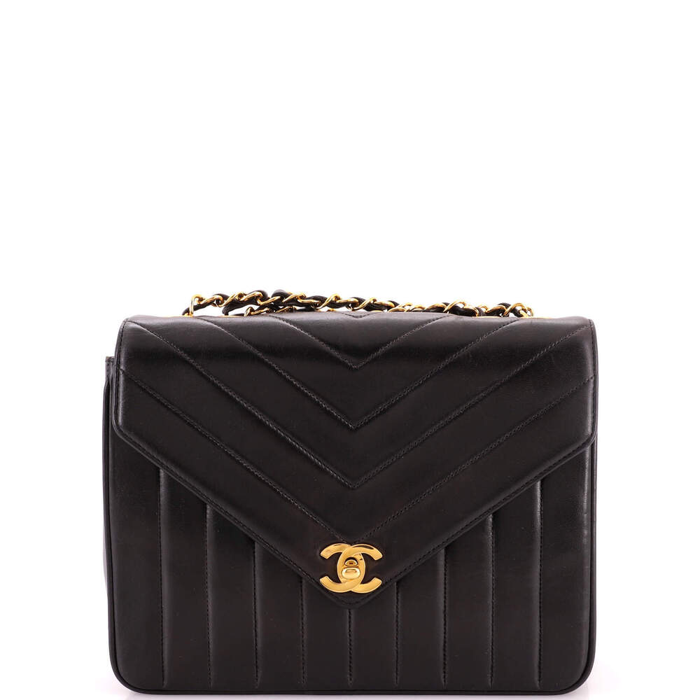Chanel Small Vintage Envelope Flap Bag Chevron Lambskin